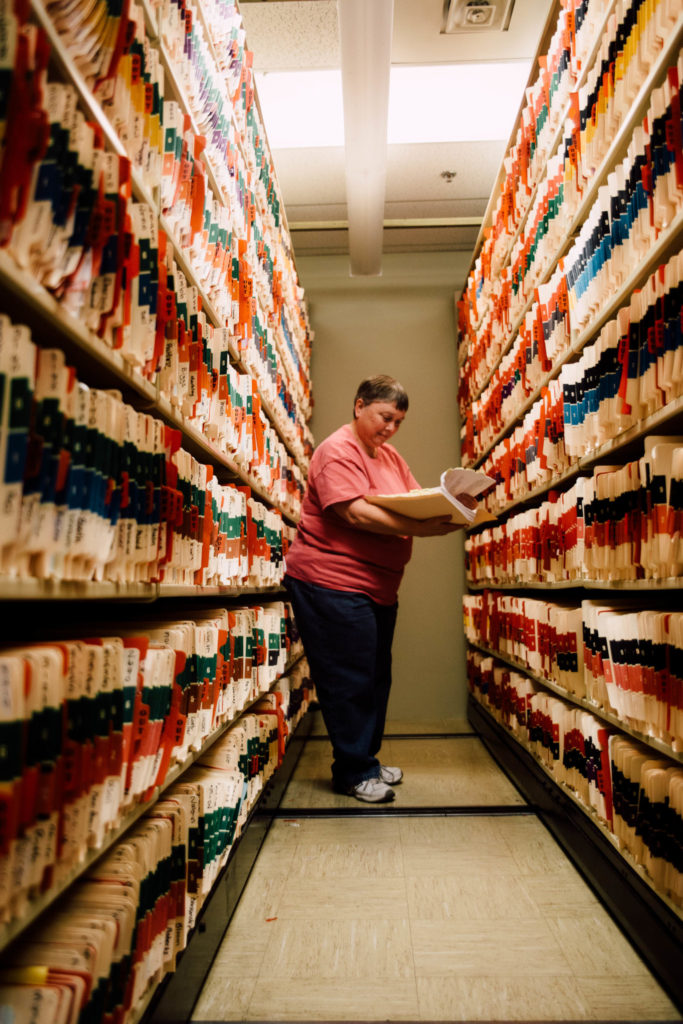 2:37 p.m. | Medical Records houses around 750,000 medical records. Terri Ward handles 300 to 500 invoices every day.