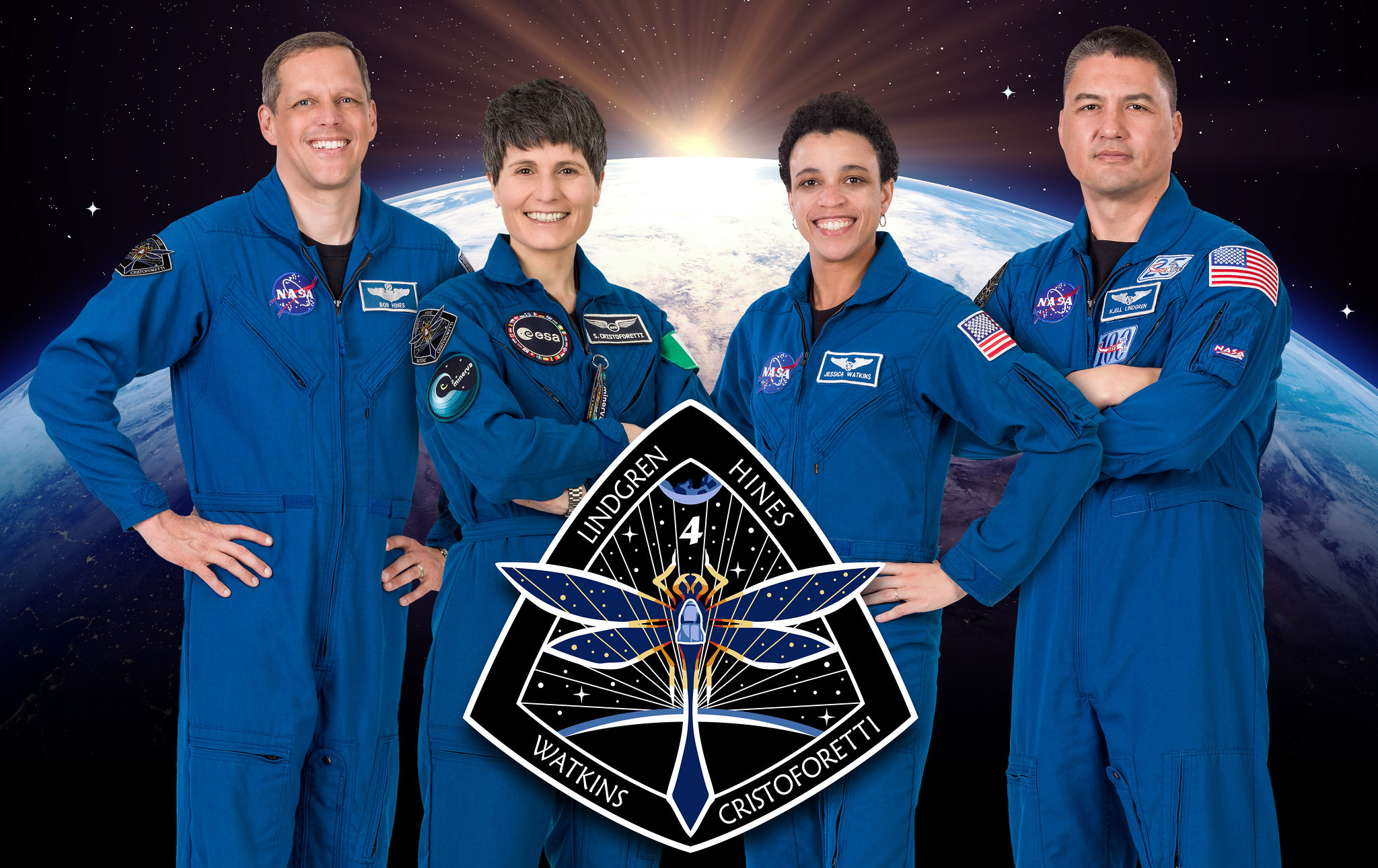 NASA crew with patch