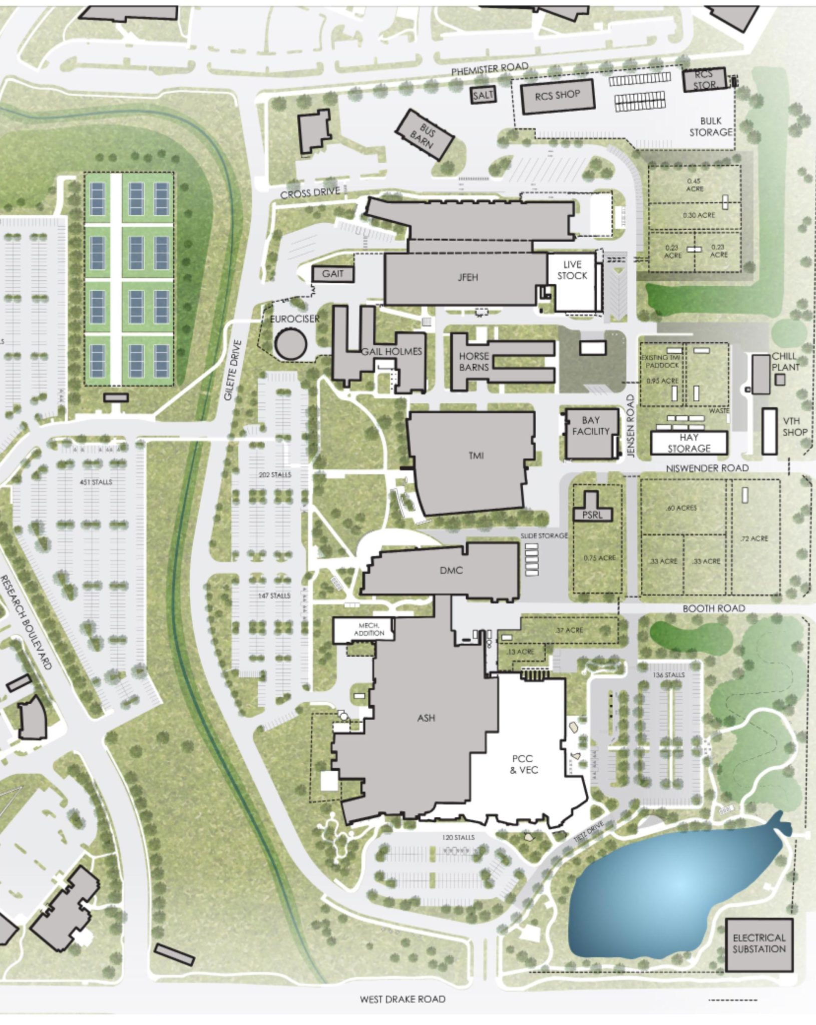 map of planned veterinary complex at CSU