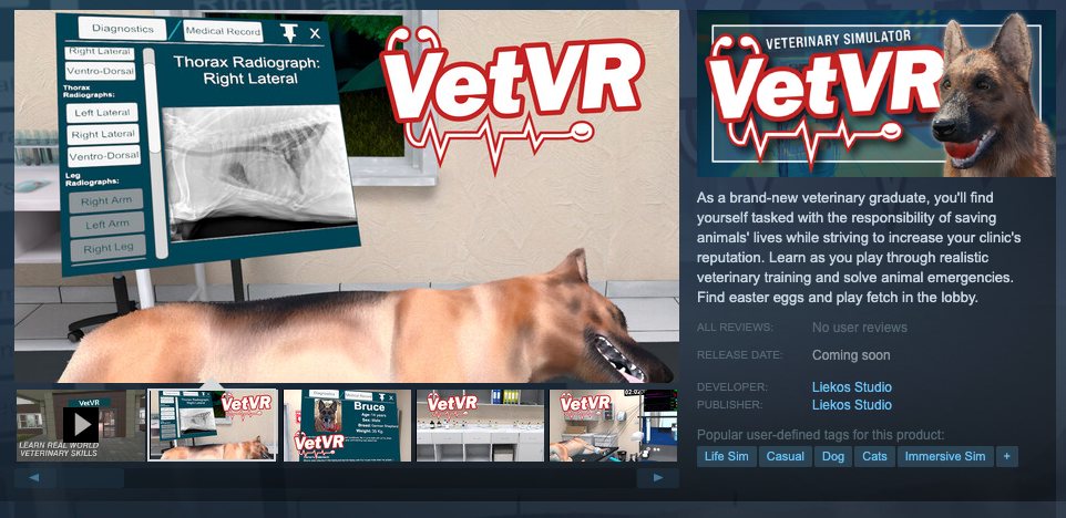 VetVR game preview screen