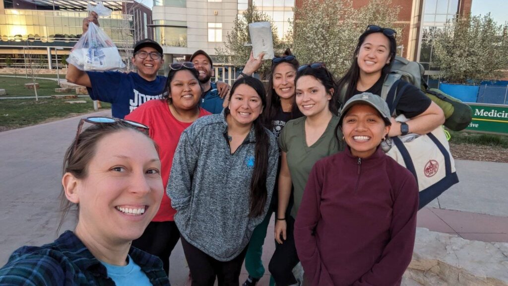 CSU group poses for a quick selfie on campus